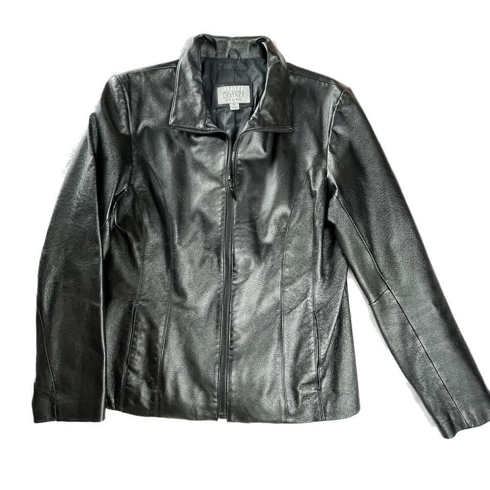 Wilsons Leather Maxima Genuine Black‎ Leather Zip Jacket Women’s L